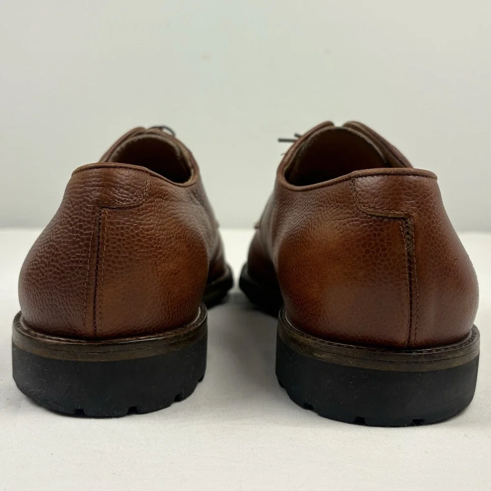 VTG Salvatore Ferragamo Studio Brown Pebble Grain Derby Shoes 10.5 2E Italy EUC